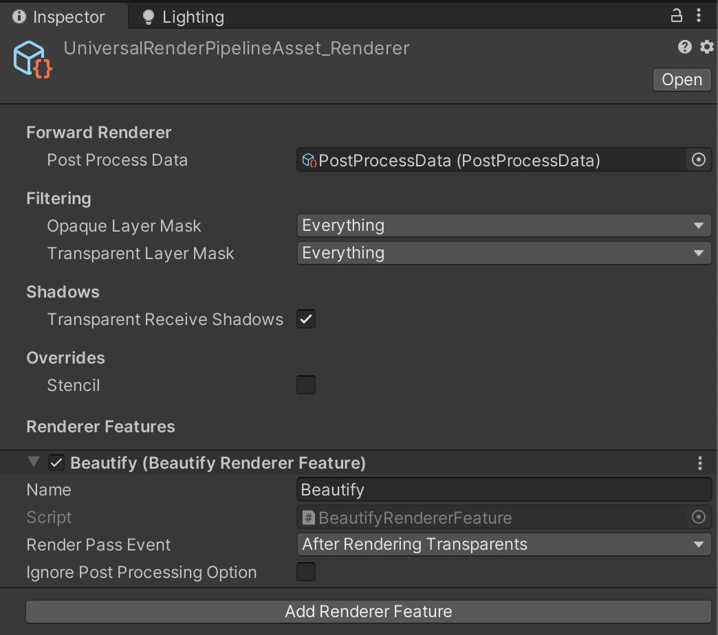 Adding Beautify Renderer Feature to URP Forward Renderer