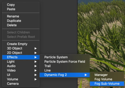 Creating a Dynamic Fog sub-volume in the Hierarchy
