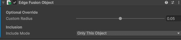 Edge Fusion Object component inspector