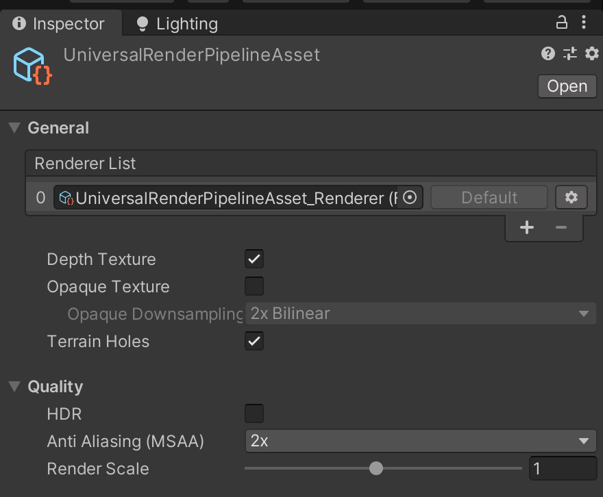 Enabling Depth Texture in the URP Asset