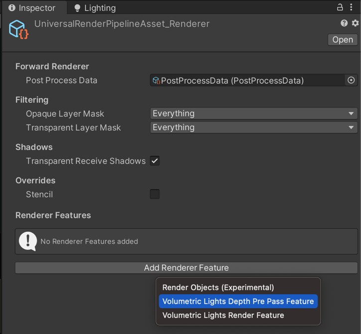 Adding the Depth Pre-Pass Render Feature