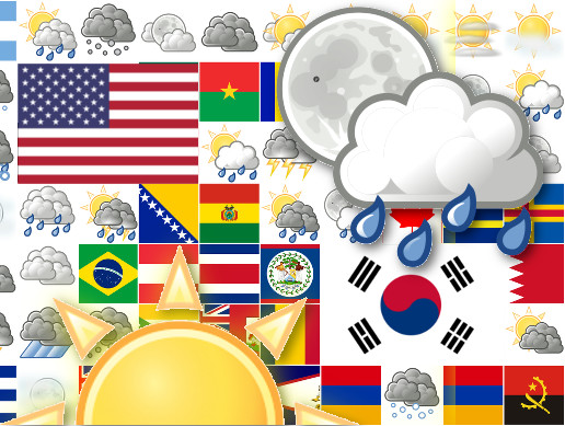 World Flags and Weather Symbols